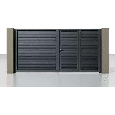 Распашные ворота с калиткой ALUTECH Prestige